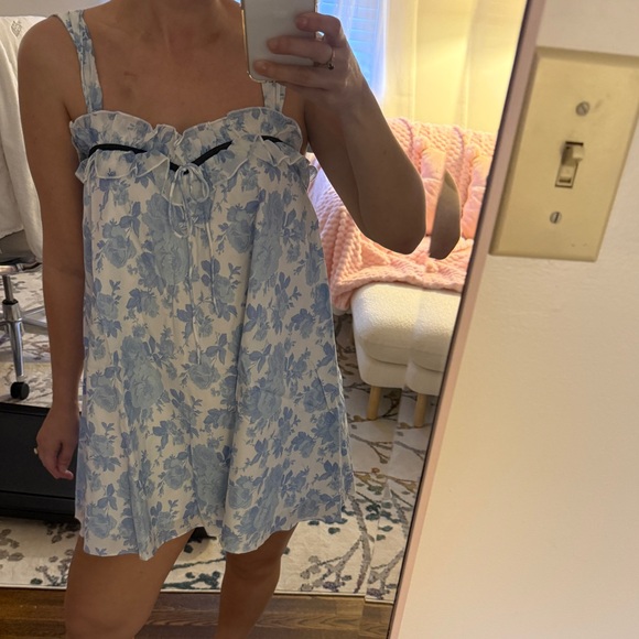 For Love And Lemons Blue Floral Mini Dress - Picture 2 of 3